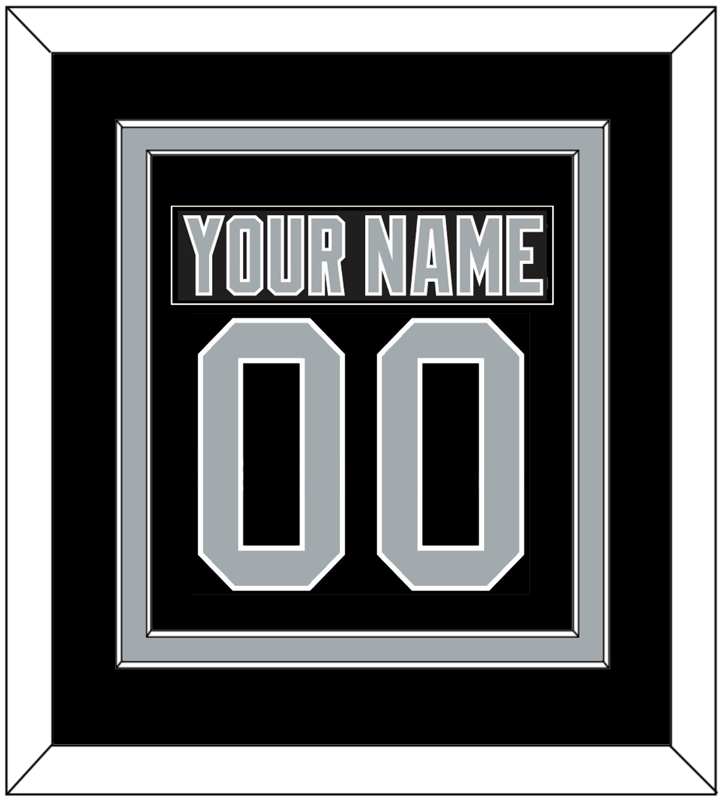 Los Angeles Nameplate & Number (Back) Combined - Road Black (1988-1991) - Signature Tier 2