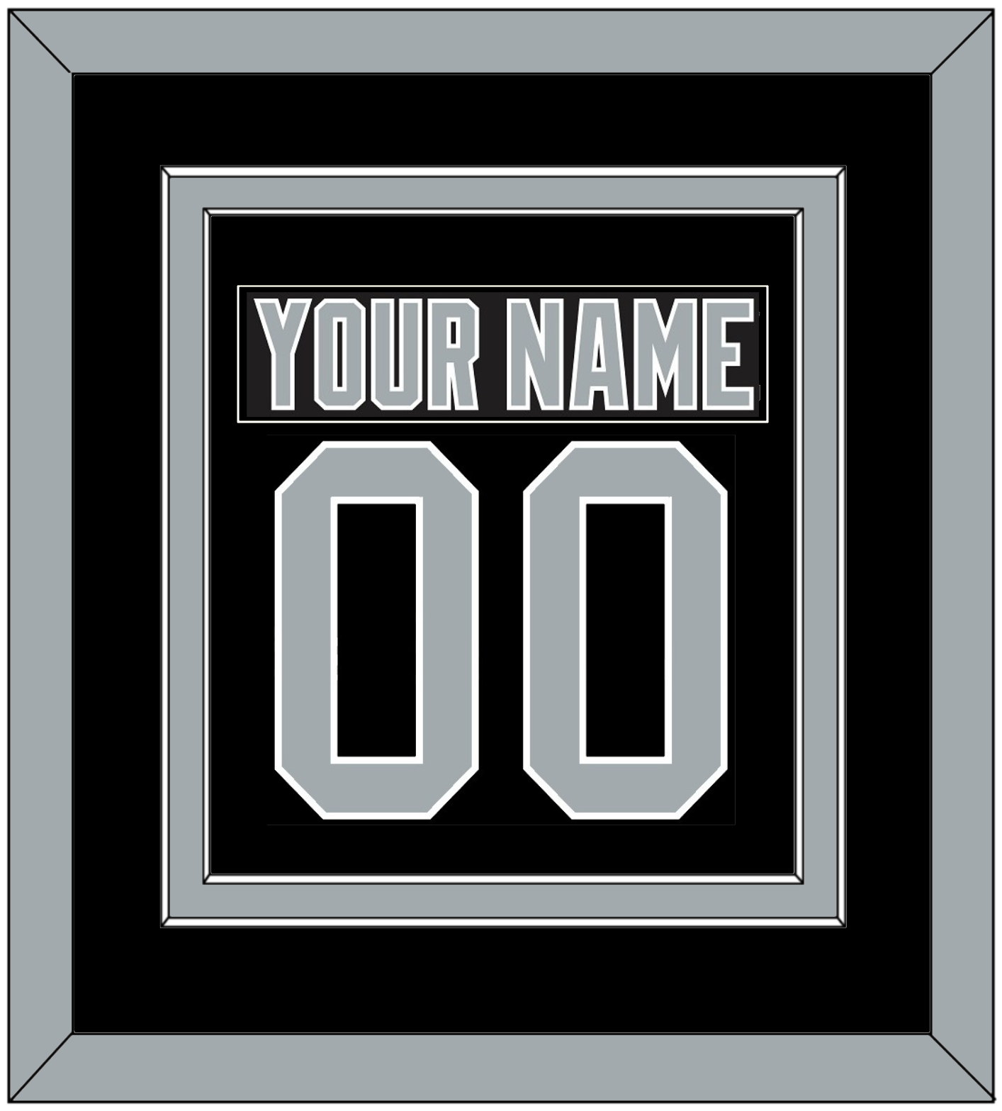 Los Angeles Nameplate & Number (Back) Combined - Road Black (1988-1991) - Signature Tier 2