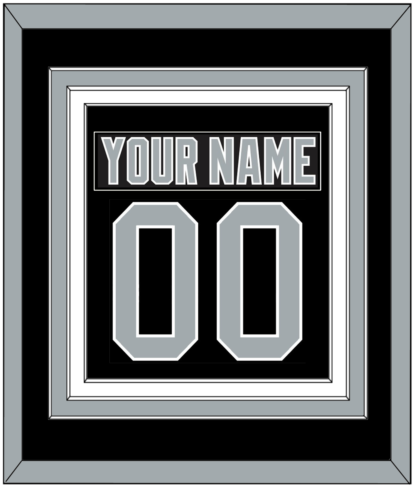 Los Angeles Nameplate & Number (Back) Combined - Road Black (1988-1991) - Premier Tier 2