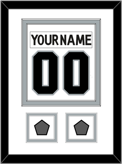 Los Angeles Nameplate & Number (Back) Combined With 2 Stanley Cup Champions Patches - Road White (2011-2017) - Signature Tier 1