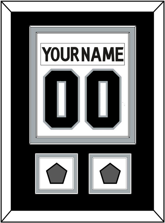 Los Angeles Nameplate & Number (Back) Combined With 2 Stanley Cup Champions Patches - Road White (2011-2017) - Signature Tier 3