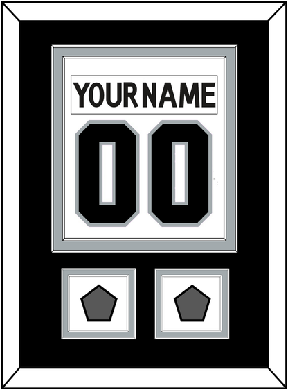 Los Angeles Nameplate & Number (Back) Combined With 2 Stanley Cup Finals Patches - Road White (2011-2017) - Signature Tier 3