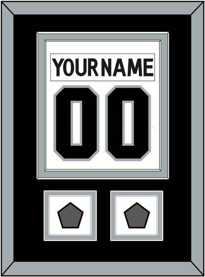 Los Angeles Nameplate & Number (Back) Combined With 2 Stanley Cup Finals Patches - Road White (2011-2017) - Signature Tier 3