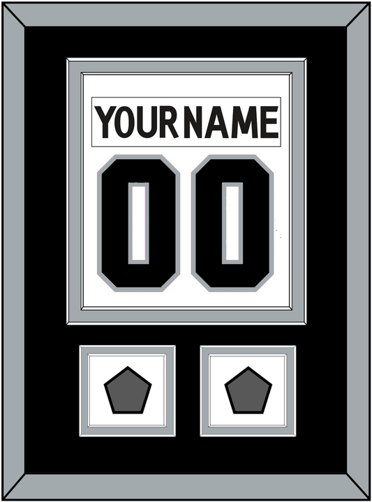 Los Angeles Nameplate & Number (Back) Combined With 2 Stanley Cup Finals Patches - Road White (2011-2017) - Signature Tier 3