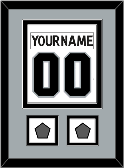 Los Angeles Nameplate & Number (Back) Combined With 2 Stanley Cup Champions Patches - Road White (2011-2017) - Signature Tier 4