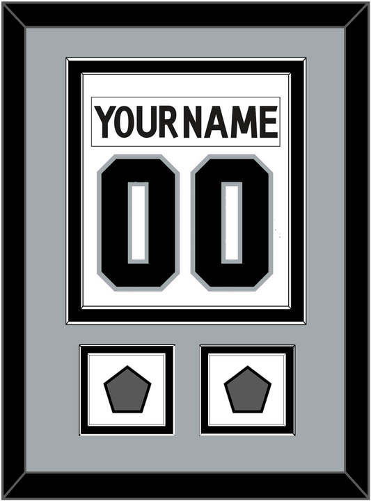 Los Angeles Nameplate & Number (Back) Combined With 2 Stanley Cup Finals Patches - Road White (2011-2017) - Signature Tier 4