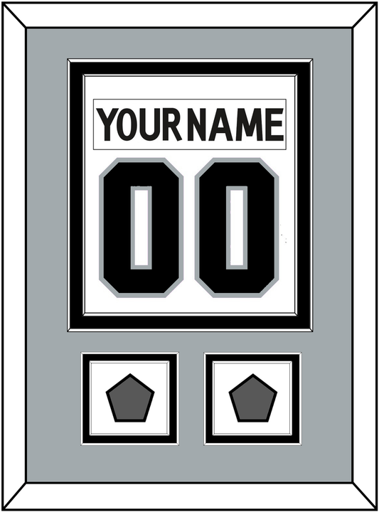 Los Angeles Nameplate & Number (Back) Combined With 2 Stanley Cup Champions Patches - Road White (2011-2017) - Signature Tier 4
