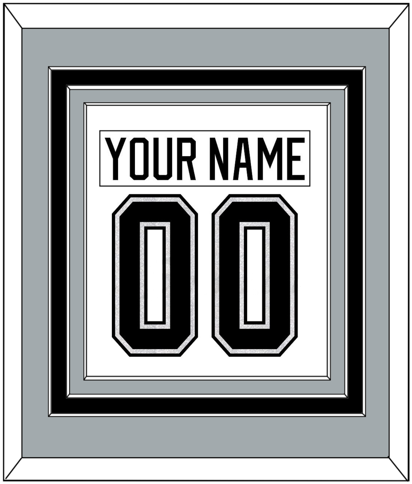 Los Angeles Nameplate & Number (Back) Combined - Road White - Premier Tier 3