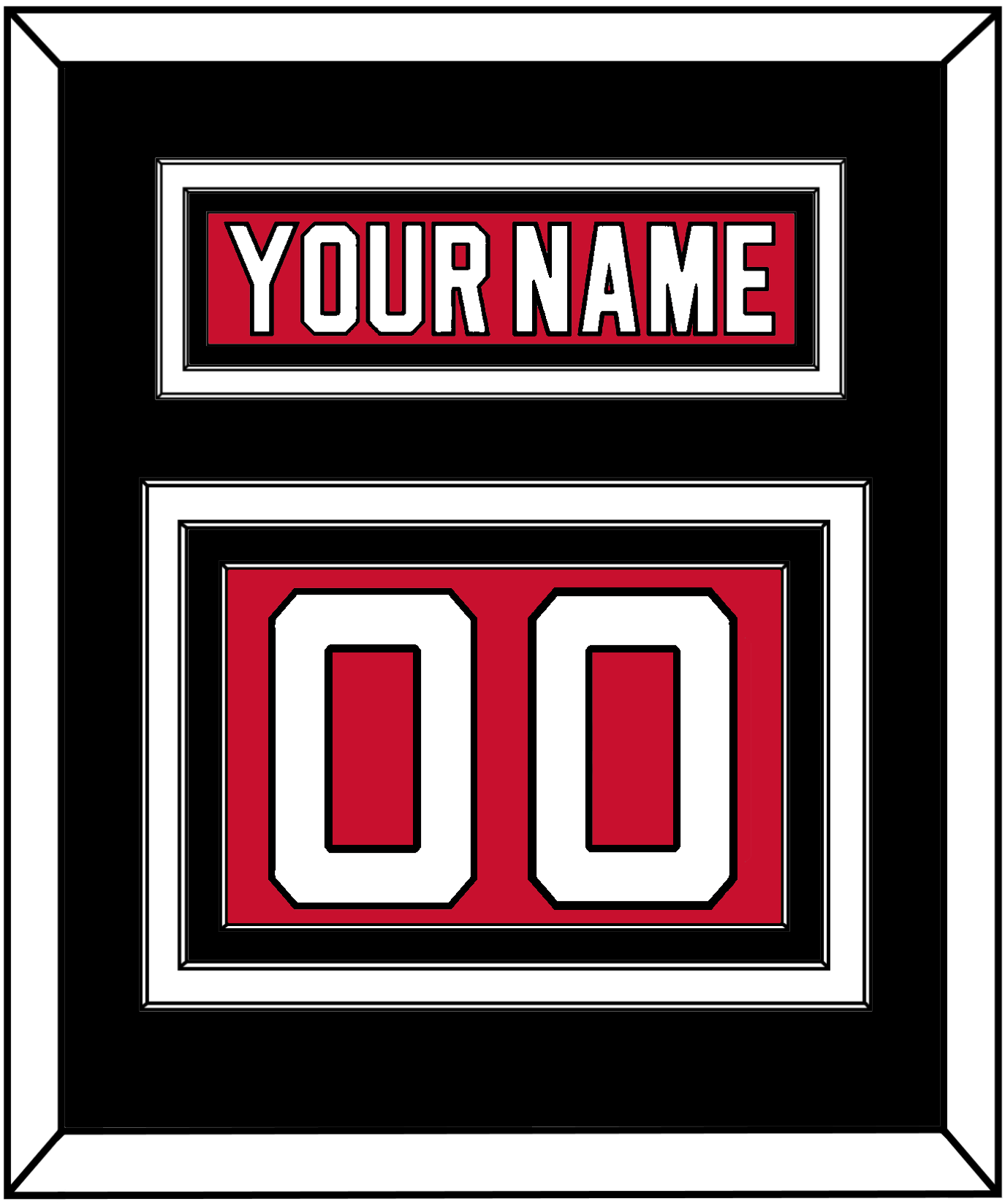 New Jersey Nameplate & Number (Back) - Home Red - Premier Tier 3