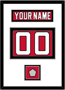 New Jersey Nameplate & Number (Back) With Stanley Cup Finals Patch - Road Red (1992-2007) - Double Mat 1