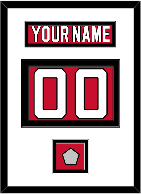 New Jersey Nameplate & Number (Back) With Stanley Cup Champions Patch - Road Red (1992-2007) - Double Mat 1