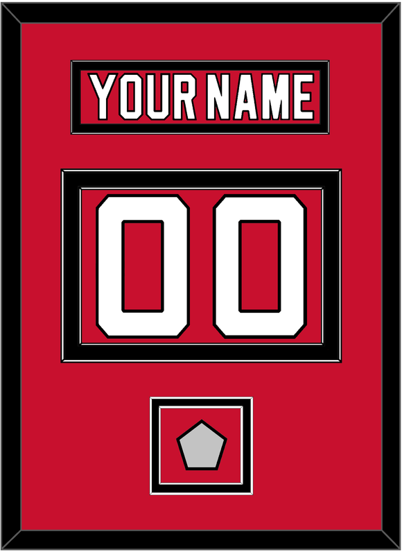 New Jersey Nameplate & Number (Back) With Stanley Cup Finals Patch - Road Red (1992-2007) - Double Mat 2