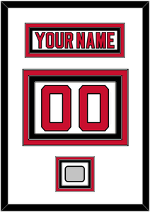 New Jersey Nameplate & Number (Back) With Stanley Cup Finals Patch - Home White (1992-2007) - Triple Mat 1