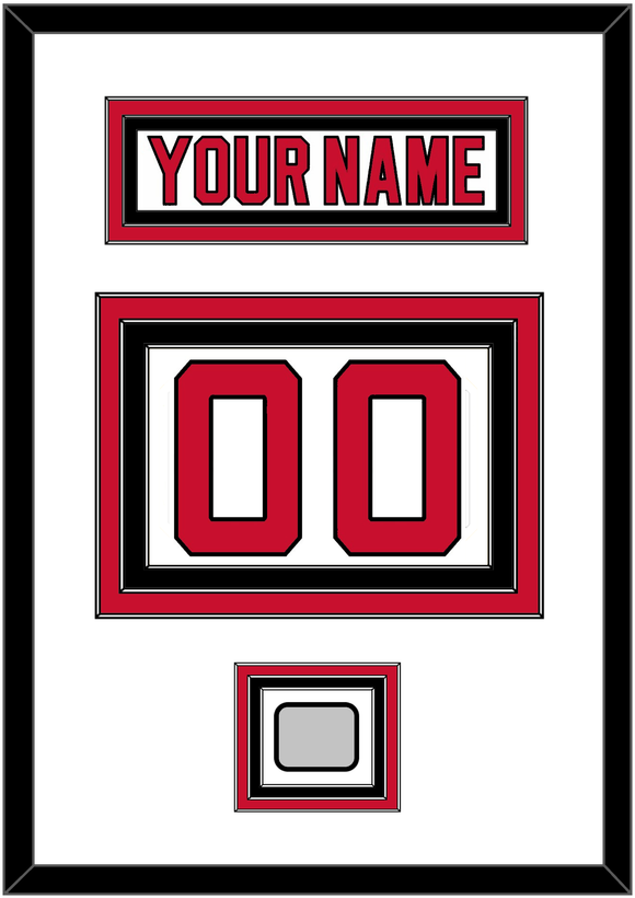 New Jersey Nameplate & Number (Back) With Stanley Cup Finals Patch - Home White (1992-2007) - Triple Mat 1