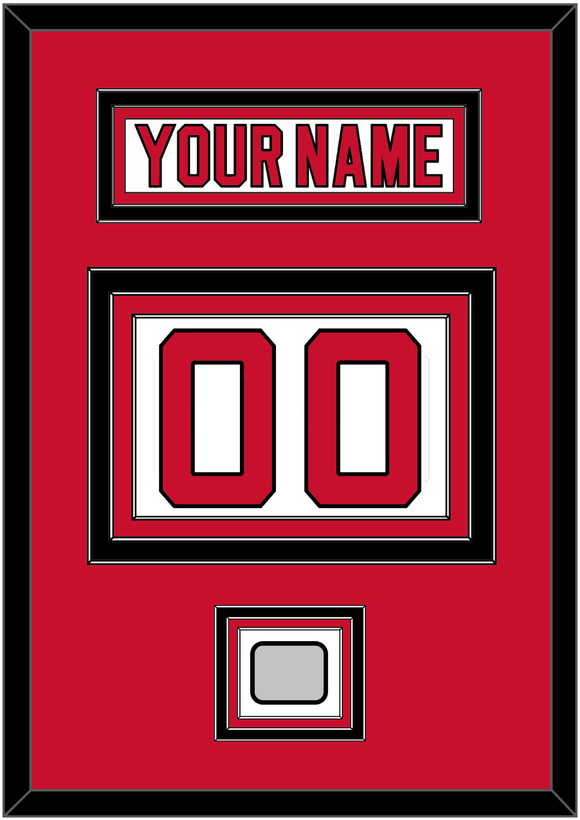 New Jersey Nameplate & Number (Back) With Stanley Cup Finals Patch - Home White (1992-2007) - Triple Mat 2