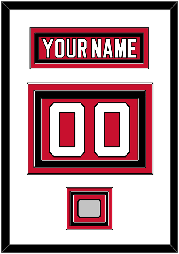 New Jersey Nameplate & Number (Back) With Stanley Cup Finals Patch - Road Red (1992-2007) - Triple Mat 1