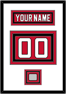 New Jersey Nameplate & Number (Back) With Stanley Cup Champions Patch - Road Red (1992-2007) - Triple Mat 1