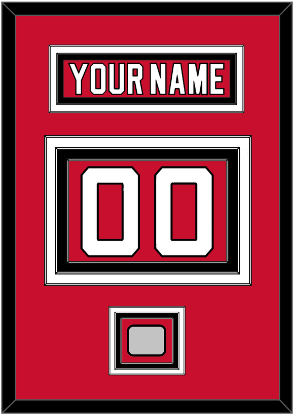 New Jersey Nameplate & Number (Back) With Stanley Cup Finals Patch - Road Red (1992-2007) - Triple Mat 2