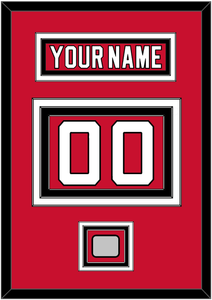 New Jersey Nameplate & Number (Back) With Stanley Cup Champions Patch - Road Red (1992-2007) - Triple Mat 2