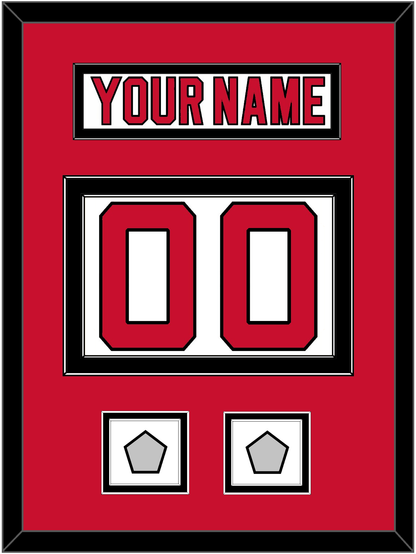 New Jersey Nameplate & Number (Back) With 2 Stanley Cup Finals Patches - Home White (1992-2007) - Signature Tier 2
