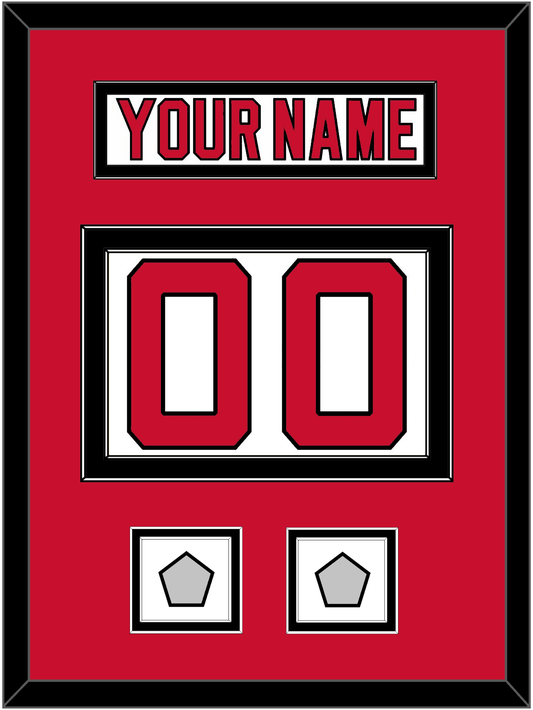New Jersey Nameplate & Number (Back) With 2 Stanley Cup Finals Patches - Home White (1992-2007) - Signature Tier 2