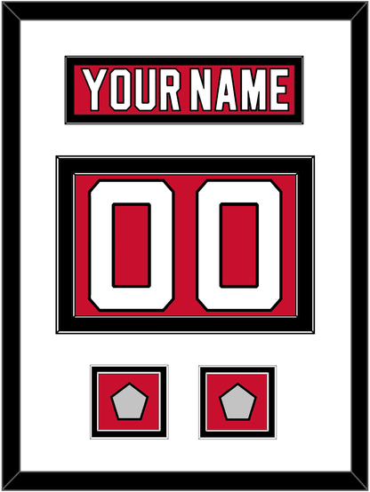 New Jersey Nameplate & Number (Back) With 2 Stanley Cup Finals Patches - Road Red (1992-2007) - Signature Tier 1