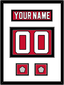 New Jersey Nameplate & Number (Back) With 2 Stanley Cup Finals Patches - Road Red (1992-2007) - Double Mat 1