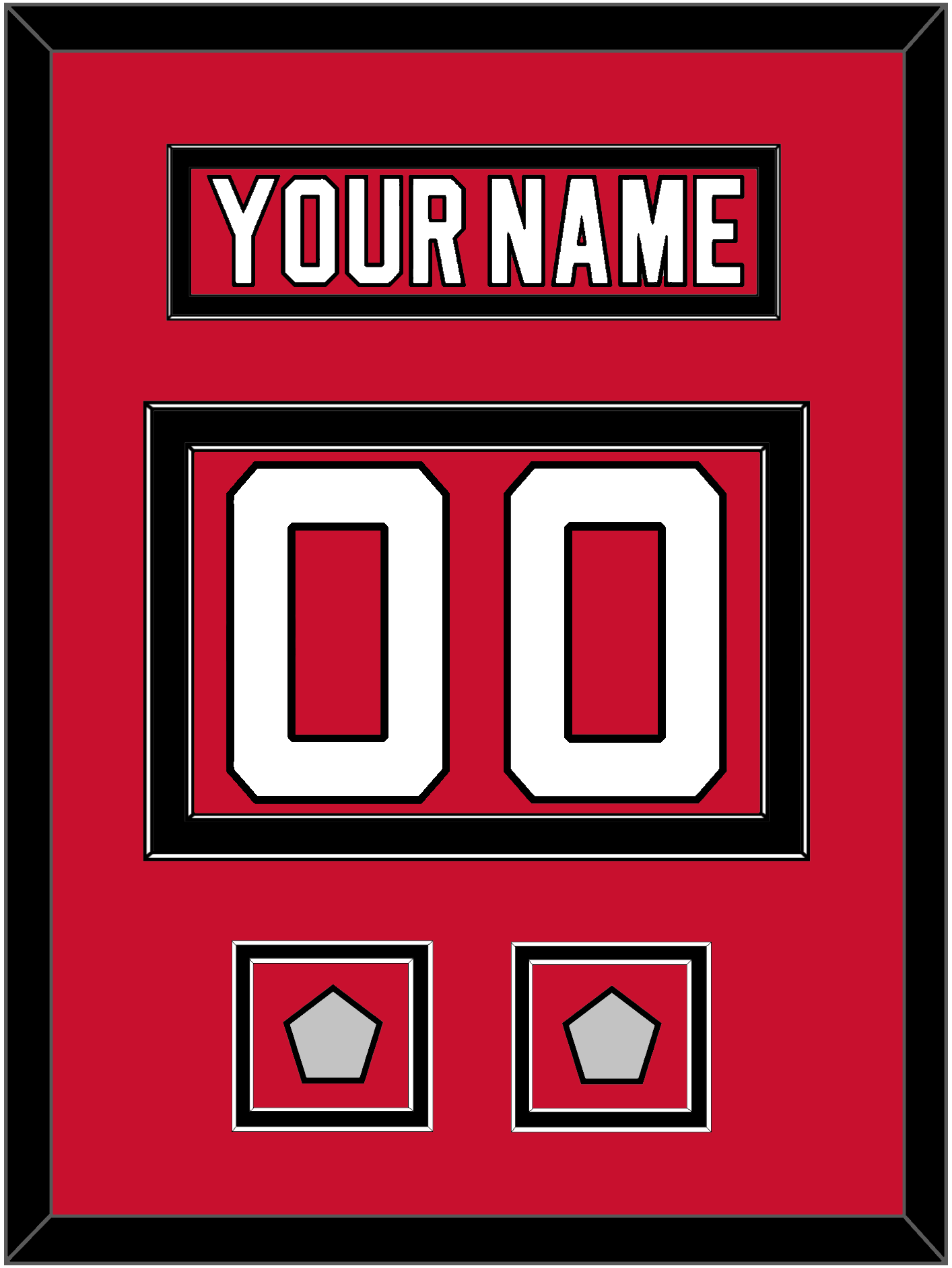 New Jersey Nameplate & Number (Back) With 2 Stanley Cup Finals Patches - Road Red (1992-2007) - Signature Tier 2