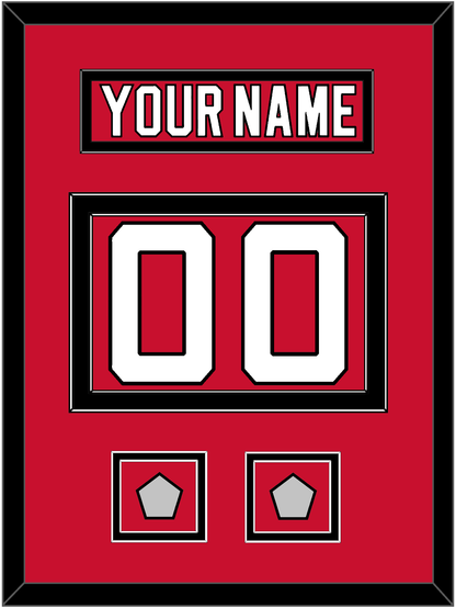 New Jersey Nameplate & Number (Back) With 2 Stanley Cup Finals Patches - Road Red (1992-2007) - Signature Tier 2
