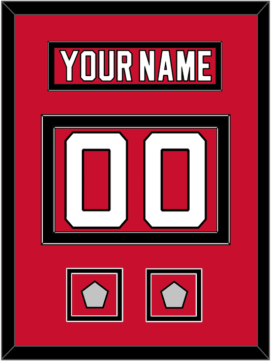 New Jersey Nameplate & Number (Back) With 2 Stanley Cup Finals Patches - Road Red (1992-2007) - Signature Tier 2