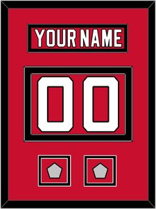 New Jersey Nameplate & Number (Back) With 2 Stanley Cup Finals Patches - Road Red (1992-2007) - Double Mat 2