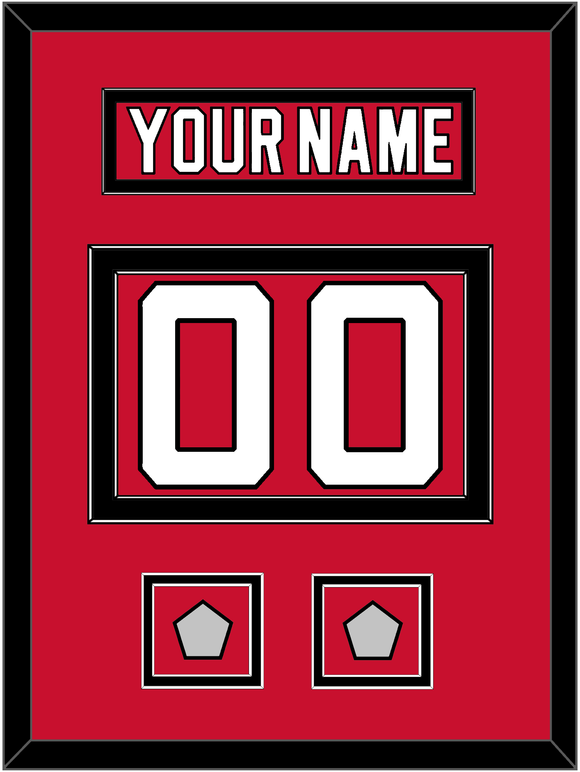 New Jersey Nameplate & Number (Back) With 2 Stanley Cup Finals Patches - Road Red (1992-2007) - Double Mat 2