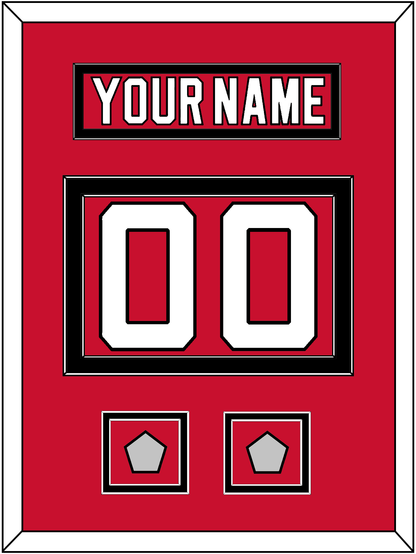 New Jersey Nameplate & Number (Back) With 2 Stanley Cup Finals Patches - Road Red (1992-2007) - Signature Tier 2