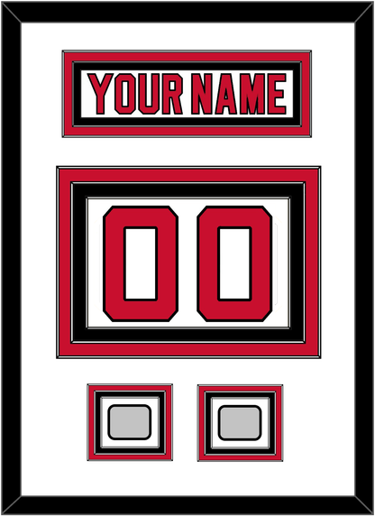 New Jersey Nameplate & Number (Back) With 2 Stanley Cup Finals Patches - Home White (1992-2007) - Premier Tier 1