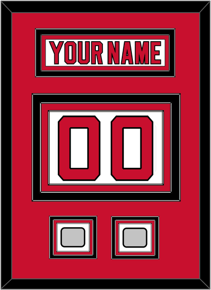 New Jersey Nameplate & Number (Back) With 2 Stanley Cup Finals Patches - Home White (1992-2007) - Premier Tier 2