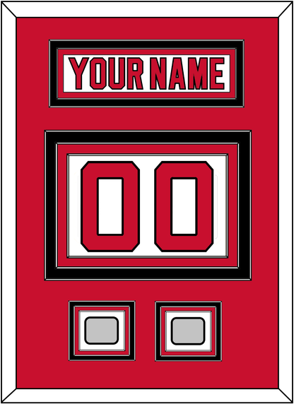 New Jersey Nameplate & Number (Back) With 2 Stanley Cup Finals Patches - Home White (1992-2007) - Premier Tier 2
