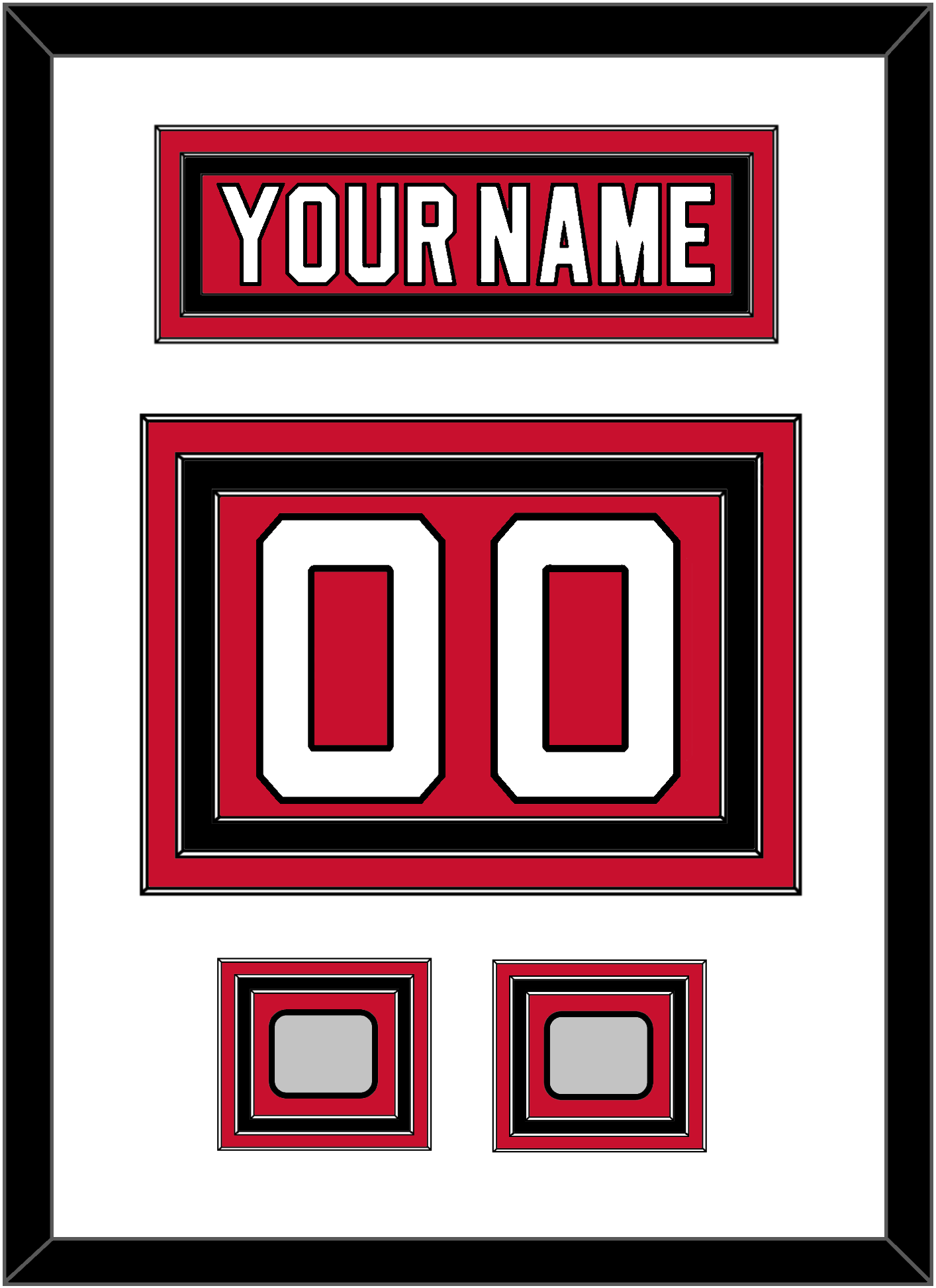 New Jersey Nameplate & Number (Back) With 2 Stanley Cup Finals Patches - Road Red (1992-2007) - Premier Tier 1