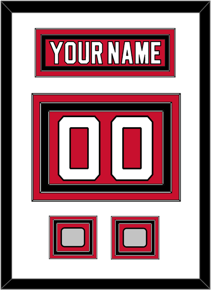 New Jersey Nameplate & Number (Back) With 2 Stanley Cup Finals Patches - Road Red (1992-2007) - Premier Tier 1