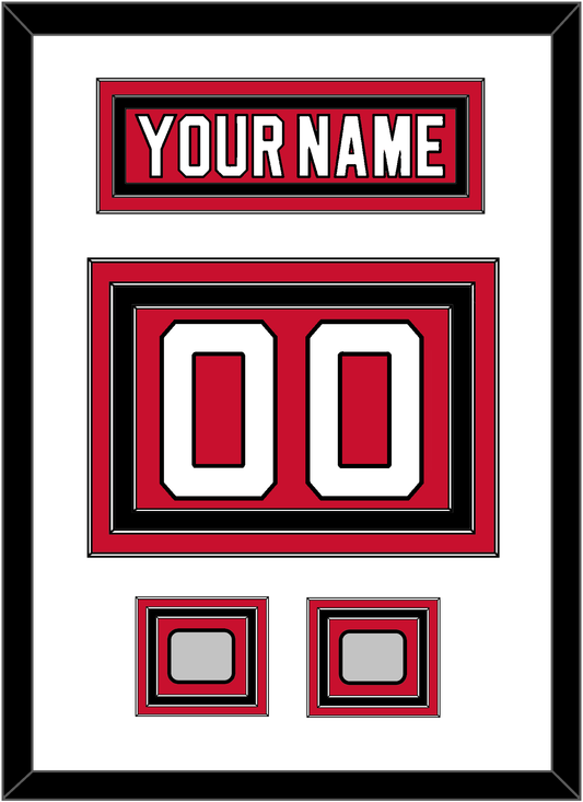 New Jersey Nameplate & Number (Back) With 2 Stanley Cup Finals Patches - Road Red (1992-2007) - Premier Tier 1
