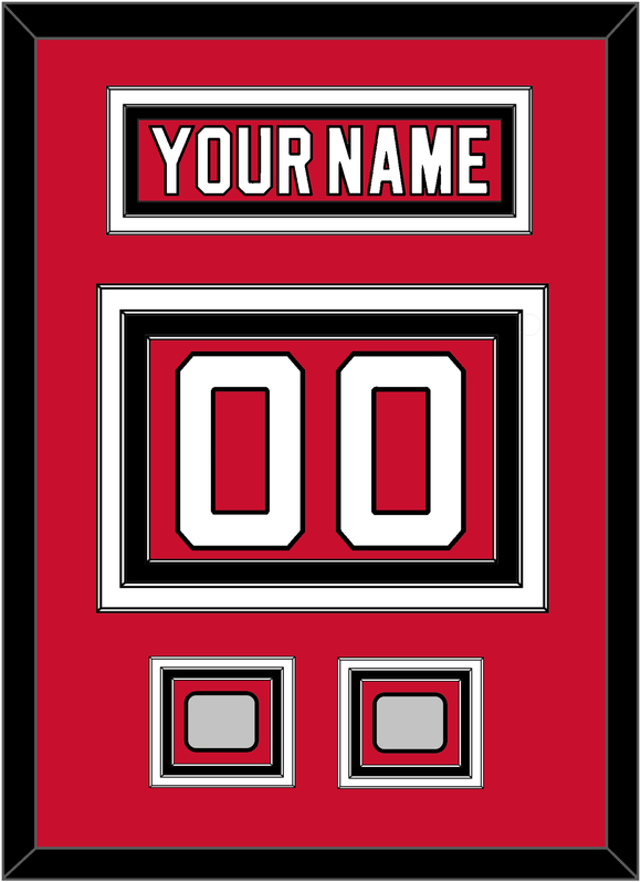 New Jersey Nameplate & Number (Back) With 2 Stanley Cup Finals Patches - Road Red (1992-2007) - Triple Mat 2