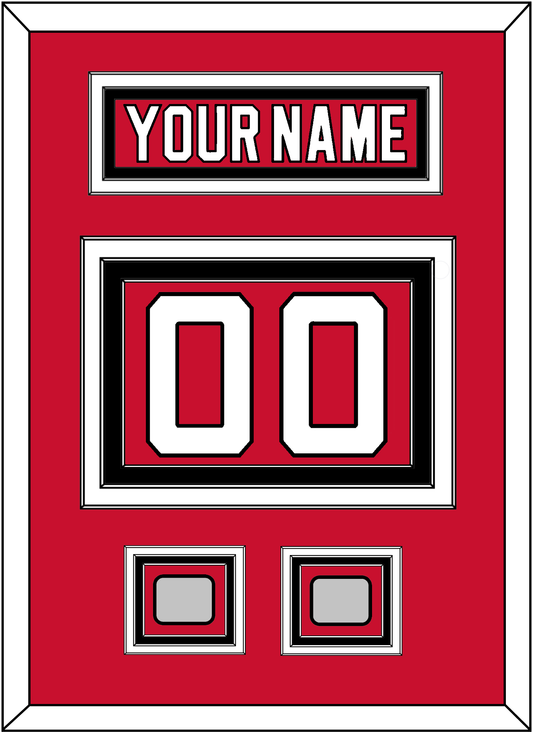 New Jersey Nameplate & Number (Back) With 2 Stanley Cup Finals Patches - Road Red (1992-2007) - Premier Tier 2