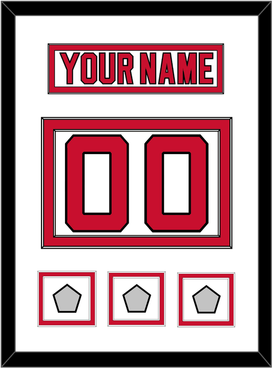 New Jersey Nameplate & Number (Back) With 3 Stanley Cup Finals Patches - Home White (1992-2007) - Signature Tier 1