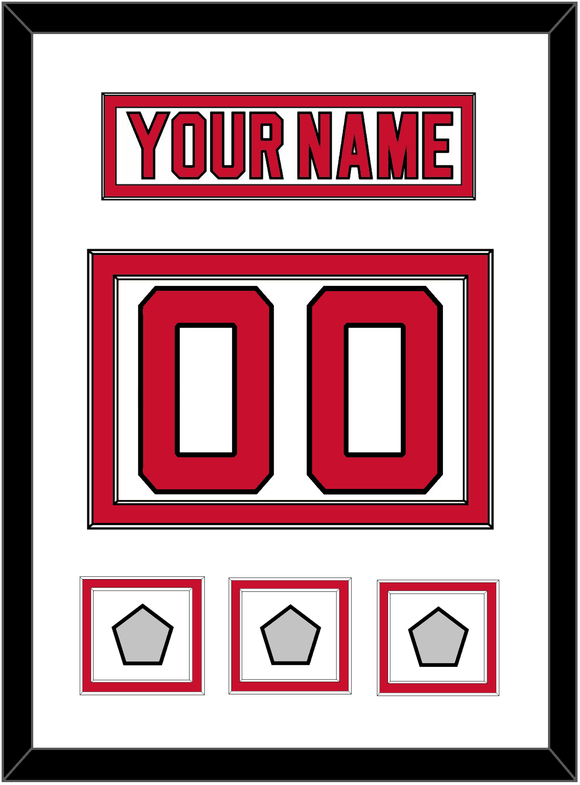 New Jersey Nameplate & Number (Back) With 3 Stanley Cup Finals Patches - Home White (1992-2007) - Double Mat 1