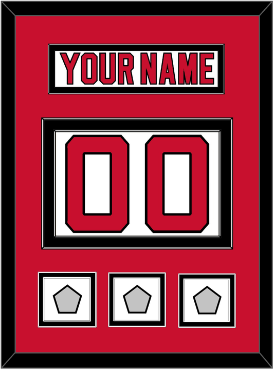 New Jersey Nameplate & Number (Back) With 3 Stanley Cup Finals Patches - Home White (1992-2007) - Signature Tier 2
