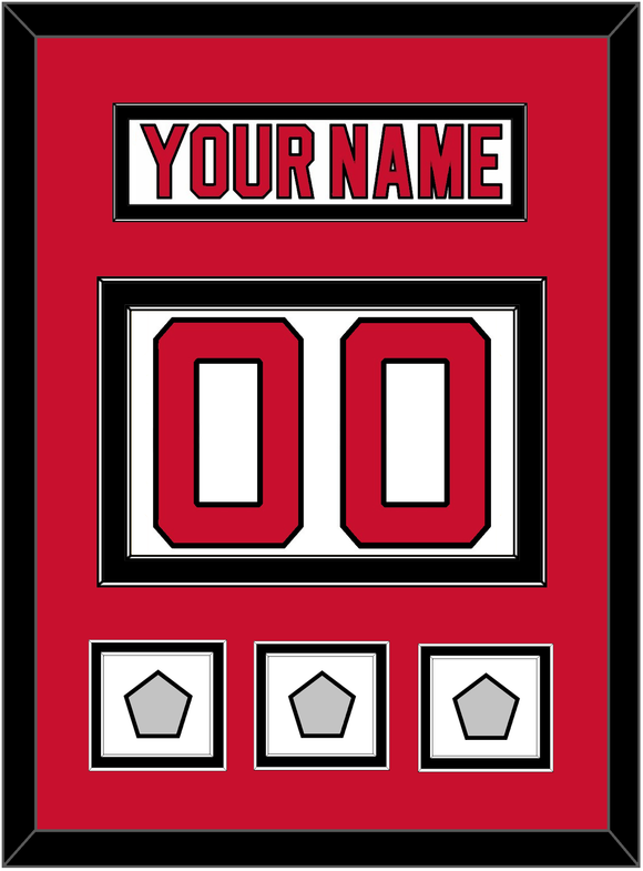 New Jersey Nameplate & Number (Back) With 3 Stanley Cup Finals Patches - Home White (1992-2007) - Double Mat 2