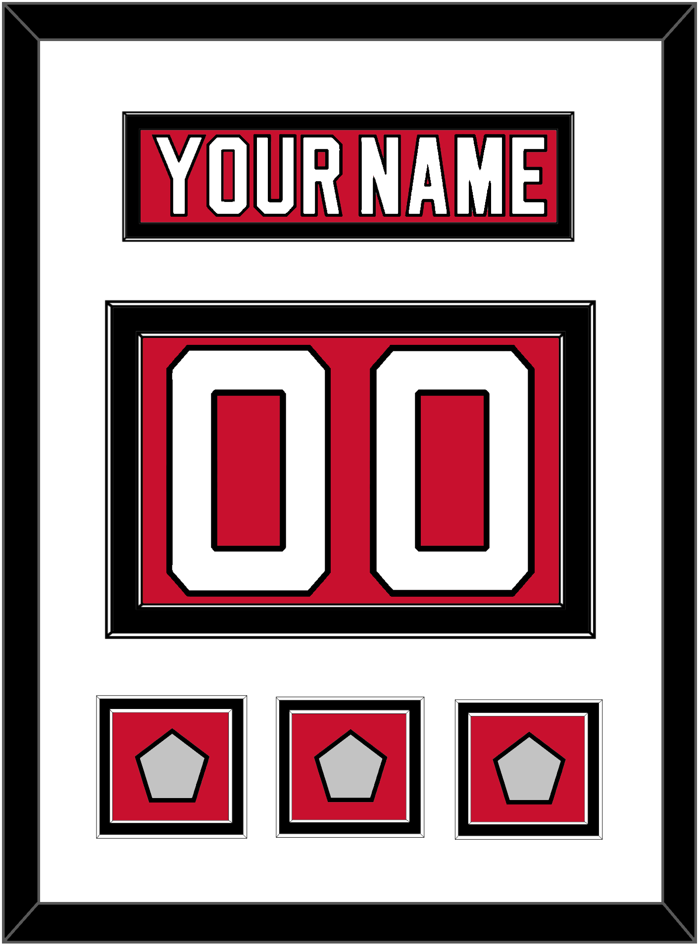New Jersey Nameplate & Number (Back) With 3 Stanley Cup Finals Patches - Road Red (1992-2007) - Signature Tier 1