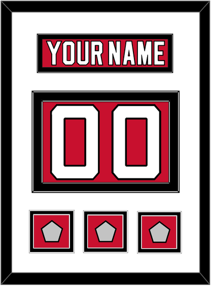 New Jersey Nameplate & Number (Back) With 3 Stanley Cup Finals Patches - Road Red (1992-2007) - Signature Tier 1