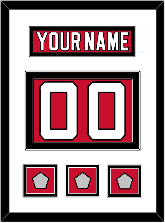 New Jersey Nameplate & Number (Back) With 3 Stanley Cup Finals Patches - Road Red (1992-2007) - Double Mat 1