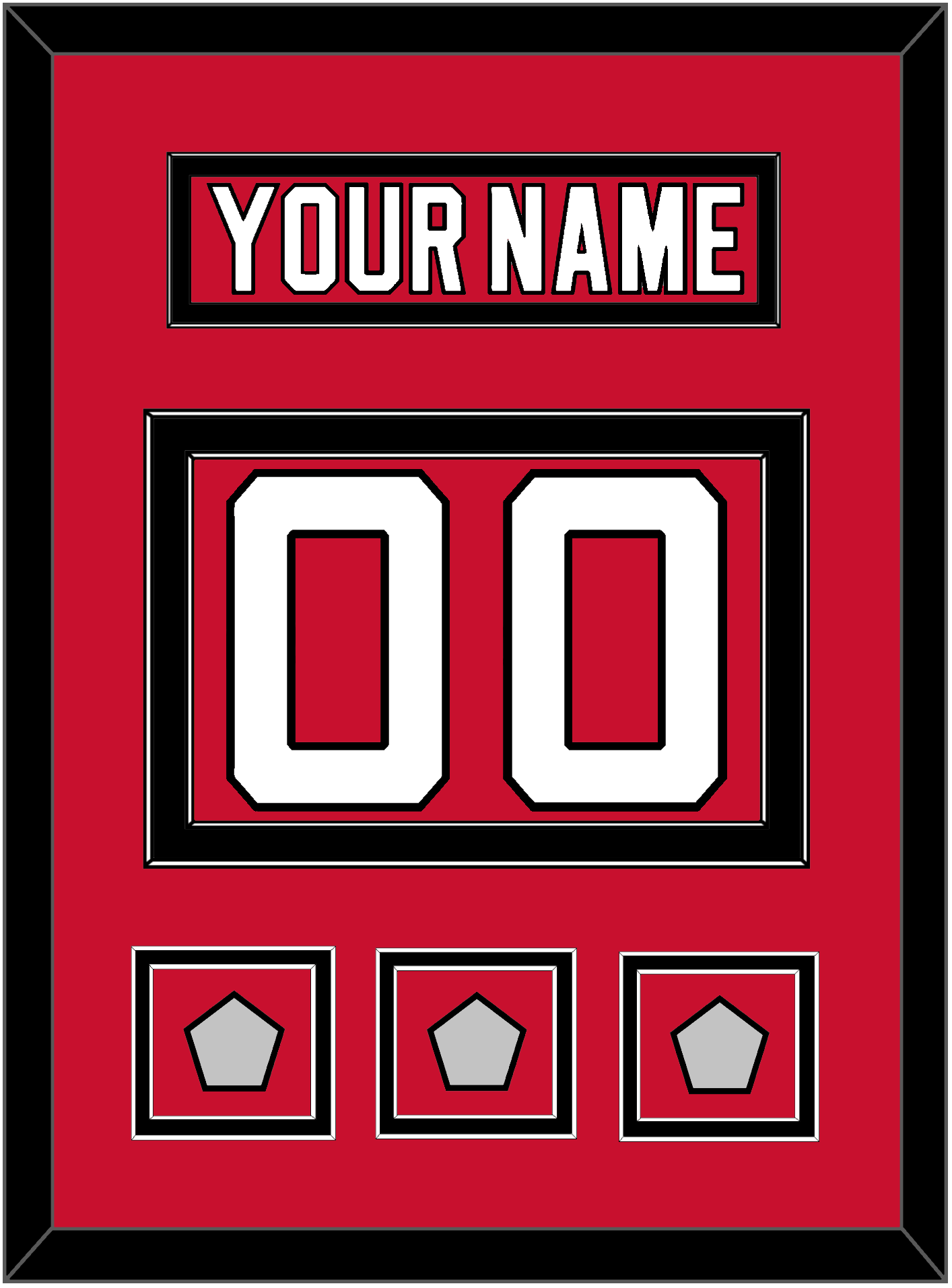 New Jersey Nameplate & Number (Back) With 3 Stanley Cup Finals Patches - Road Red (1992-2007) - Signature Tier 2