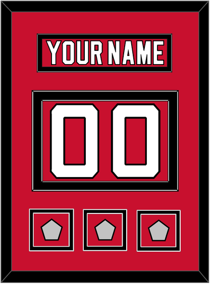 New Jersey Nameplate & Number (Back) With 3 Stanley Cup Finals Patches - Road Red (1992-2007) - Signature Tier 2
